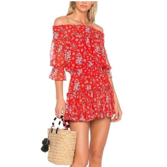 Misa Los Angeles Darla Paisley Mini Dress in Red Floral Paisley Pattern Size XS - Picture 5 of 13